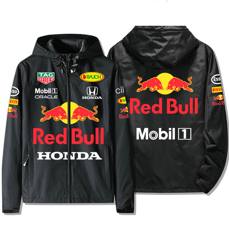 Veste Red Bull Honda Mobil 1 Zippé Capuche Homme Coupe-vent